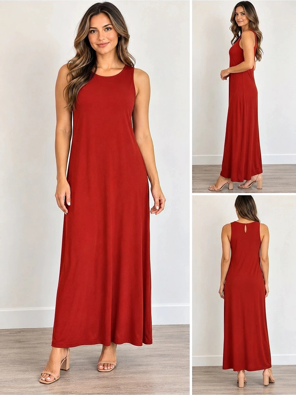 Vince Camuto Keyhole Back Maxi Dress Red XS